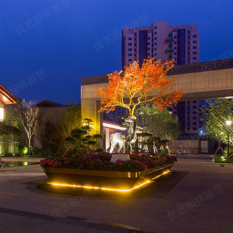 不銹鋼鹿，不銹鋼雕塑廠家，定制不銹鋼雕塑